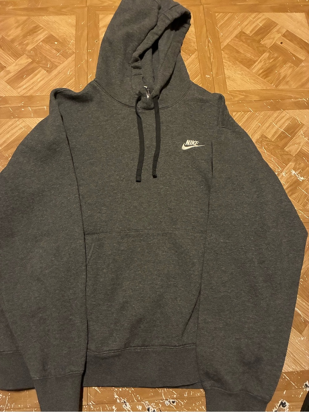 Nike Dark Charcoal Gray Pullover Hoodie with White Swoosh